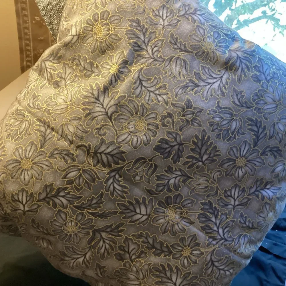 Hand Crafted Beige and Blue Throw Pillow